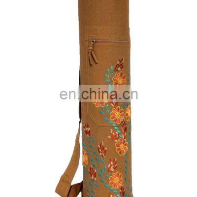 Hand Made Custom Logo Organic Certified 100% Cotton Canvas Yoga Mat Tote Bag photo-5