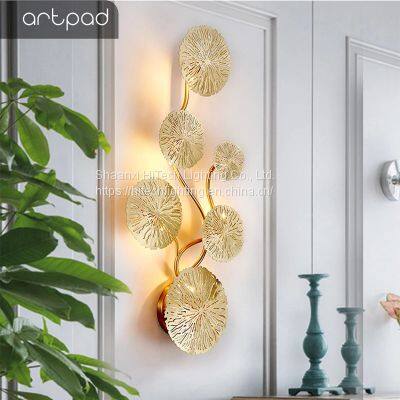 Vintage Copper Lustre Gold Leaf Wall Lamp Bedroom Indoor Wall Sconces Lighting Decor Home Wall Mounted Light Fixture G4 Socket photo-4