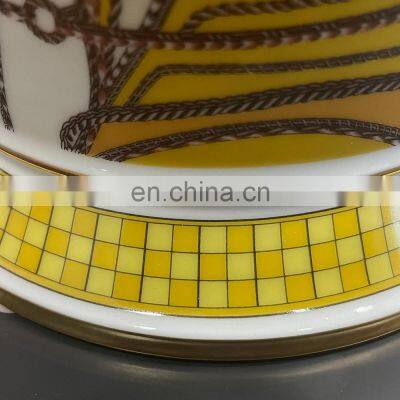 High-End Horse Pattern Decoration European Ceramic Gold Luxury Flower Vase