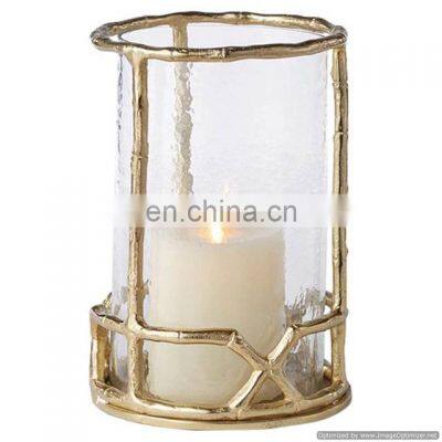 gold plated antique hurricane cylinder candle holder