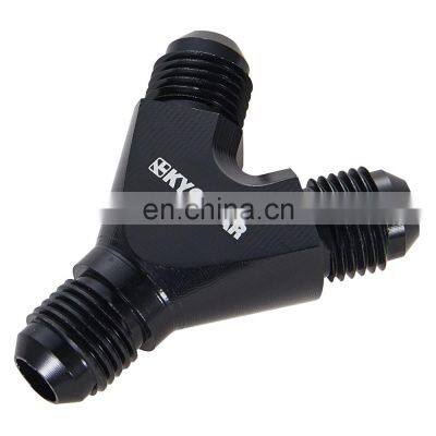 3-Way Y-Block Fitting Adapter AN6 6AN Male to 2X AN6 6AN Male BLACK