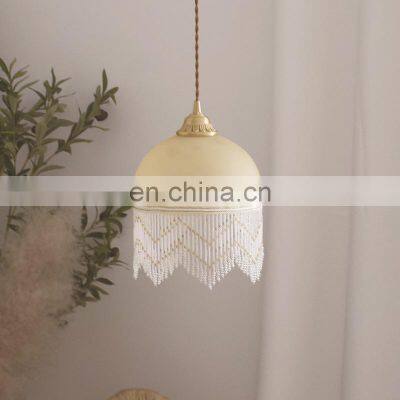 Luxury Metal Pendant Lighting For Bedroom Handmade Leaves Modern Cylinder Chandelier Lamp photo-3