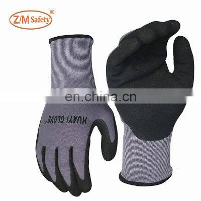 Universal Abrasion-proof 15Gauge Nylon Mechanics Gloves Power Grip Nitrile Sandy Finish Gloves