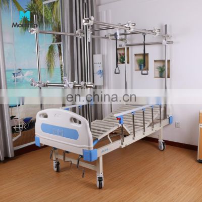 3 Cranks Multifunction Adjustable Medical Furniture Hospital Manual Lumbar Orthopedic Traction Bed with Casters