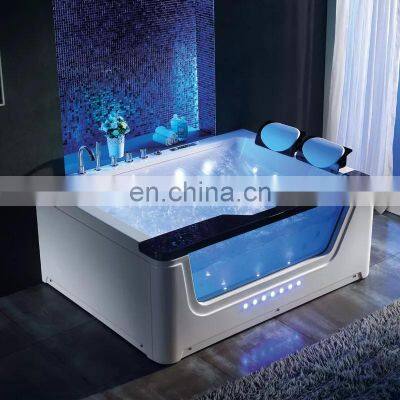 Chinese Indoor Low Price Modern 2 Person Led Hydromassage Whirlpool Bathtub Acrylic With tv Sale in Ghana photo-3