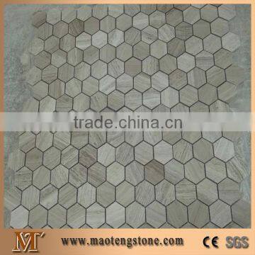 Mixed white and beige colors marble mosaic tile polished