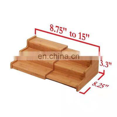 Amazon Top Seller Bamboo 3 Tier Expandable Kitchen Spice Display Shelf Wood Spice Rack Storage Organizer Shelf photo-5