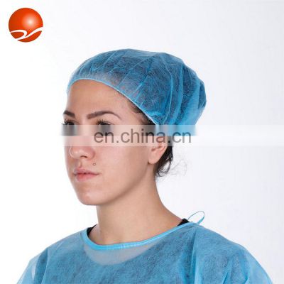 China Supplier Disposable Medical Nonwoven Bouffant Round Cap Nurse Doctor Cap with Elastic Band