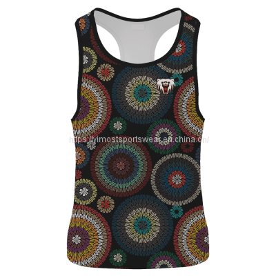 100% polyester full custom sublimated singlet with round neck