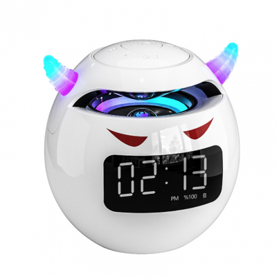 Demon Bluetooth speaker Clock alarm clock audio desktop Gift card Smart voice speaker Factory direct sales