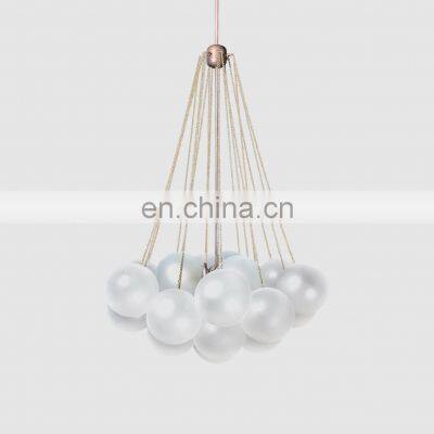 Creative Modern Hotel Frosted Glass Cloud Chandelier Spherical Pendant Light Bubble Lamp for Villa Hall