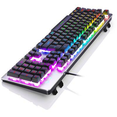 Best selling K002 wired gaming keyboard portable spill proof design membrane switch board rainbow backlight mixed light keyboard