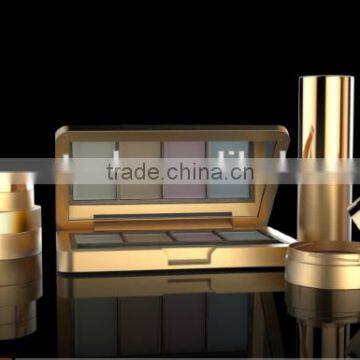cosmetic container series: lipstick,compact,eyeshadow container with champagne golden color