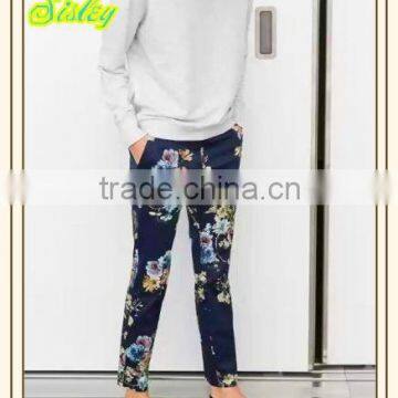 Hot Selling Women Floral Print Skinny Pants Ladies Fashion Trousers Fashion Trousers