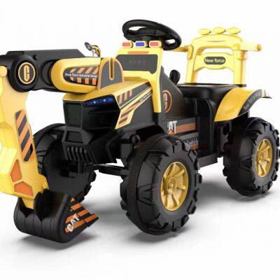 Children's electric excavator toy car slide excavator with lights and music kids ride on car