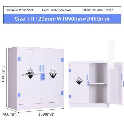 Polypropylene Acid Alkali Safety Cabinet – 30 Gallon, White Porcelain Finish, 2 Adjustable Shelves, 1120x1090x460mm for Lab/Research Facilities photo-2
