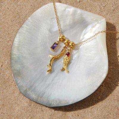 Gold Plated Stainless Steel Dolphin Pendant Necklace for Women Ocean Charm Necklace Waterproof Hypoallergenic Jewelry Wholesale photo-4