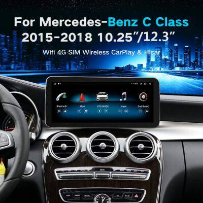 New Android 13 Built-in BT/WIFI/4G/Wireless CarPlay HD Car Android Screen for Mercedes Benz C Class 2015-2018