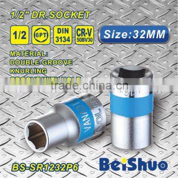 Professional 32mm 1/2"Dr. 6 Point Mirror Double Color Socket Chrome Vanadium Socket Wrench