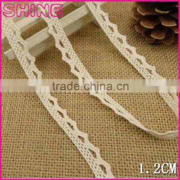 Fashion 0.45" 100% Cotton Lace Trim Crochet Creamy White Decoration For Garment Wholesale