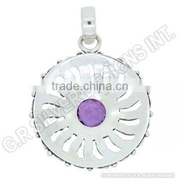 Amethyst Gemstone Pendant Wholesale,925 Sterling Silver Designer Pendant for Necklace Jewelry photo-3