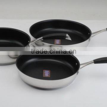 [BSCI Member] 3pce open frypan set set Xylan nonstick coating 18/10 304 202 201 Dishwasher safe