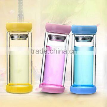 hot protected cheap price double wall glass tea infusion bottle