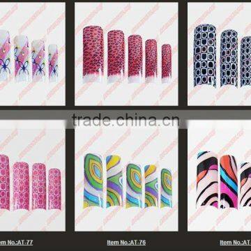 2014 New Arrivial Acrylic pre Designs Mix Fake False French Airbrush Tip Uv Pre Design Nail Art Tips 70pcs/Set