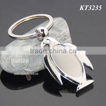 Promotional High Quality Zinc Alloy Custom Or Wholesale Blank Silver Metal Penguin Keychain photo-3