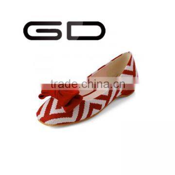 GD sweet bowtie decoration striped cloth comfortable fashion flat shoes for women