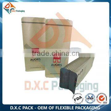 Flat Bottom Kraft Paper Coffee Bag With Valve