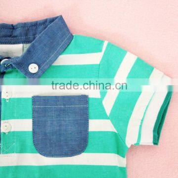 Trendy Baby Kids Wear Stripe Shirts Child Short Sleeve Polo Neck T Shirt photo-3