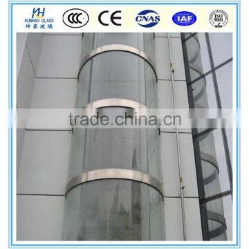 12-19mm glass elevator curved tempered glass Glass for sightseeing elevator