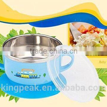 2015 New Baby Suction Feeding Bowls/Baby Anti-scald Feeding Stainless Soup Bowl with Double Handles and Suction/Kids Soup bowl