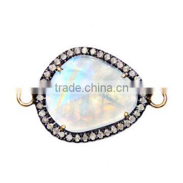 Gemstone Wholesale fashion jewelry connector natural Moonstone gemstone connectors jewelry findings for necklaces