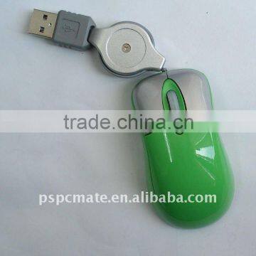 Mini Retractable USB Optical Scroll Wheel Mouse for PC