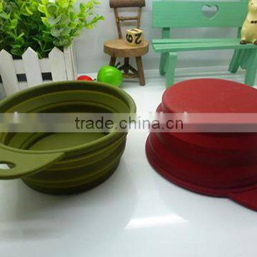 silicone collapsible dog travel bowl with a handle