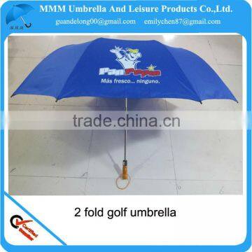 2014 auto 2 foldable golf umbrella wooden handle-PANPEPIN