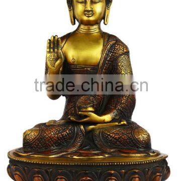 Blessing Embossed Buddha Sitting on Base 13"