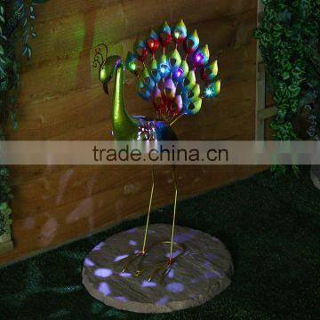 Colorful Solar Iron Peafowl Garden LED Light