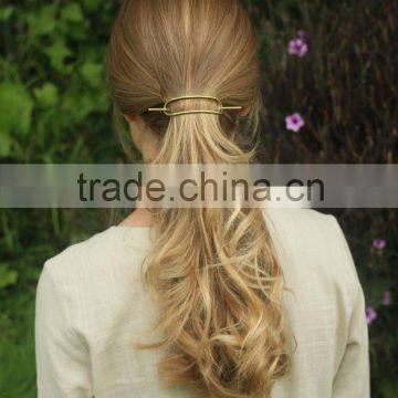 Brass Hair Slide Large Metal Hair Barrette Rustic Copper Hair Clip Minimalist Hair Accessories Up-do Hair Barrette photo-3