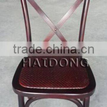 Commercial Furniture Stackable Mahogany Wood Cross Back X Chair