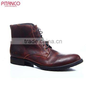 Rust Brush color cowhide lace-up mens jockey boots