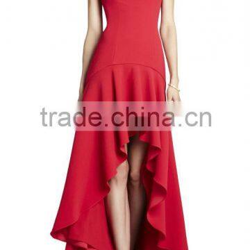 New arrival 2013 strapless handmade red high low summer sexy alibaba wedding dress