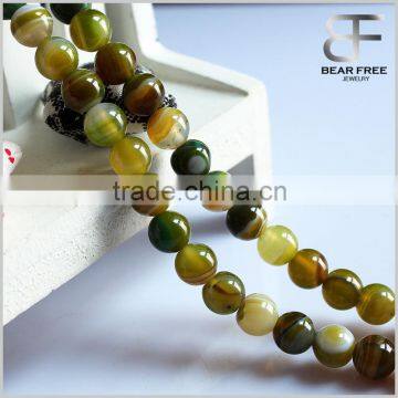 Gorgeous Natural Yellow Green Stripe Agate Gemstone Faceted Round Loose Beads Strand 6mm/8mm