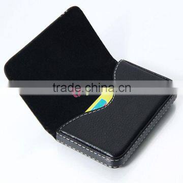 Korean Style Square PU Leather Male Business Card Holder Black