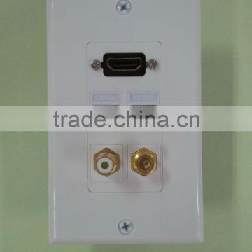 HDMI wall plate+RJ45 feamle+RCA female+F Female