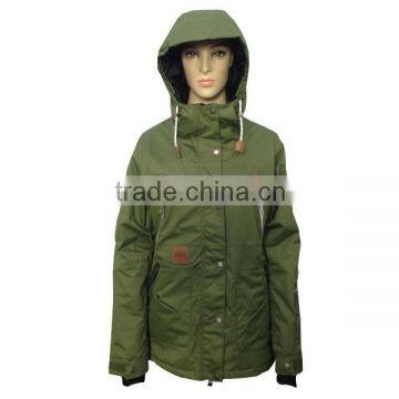 Newest style women army green high quality ski apparel