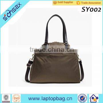 trim leather handle over night women travel business tote bag
