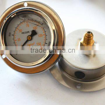 high quality glycerin filled pressure gauge withback flange